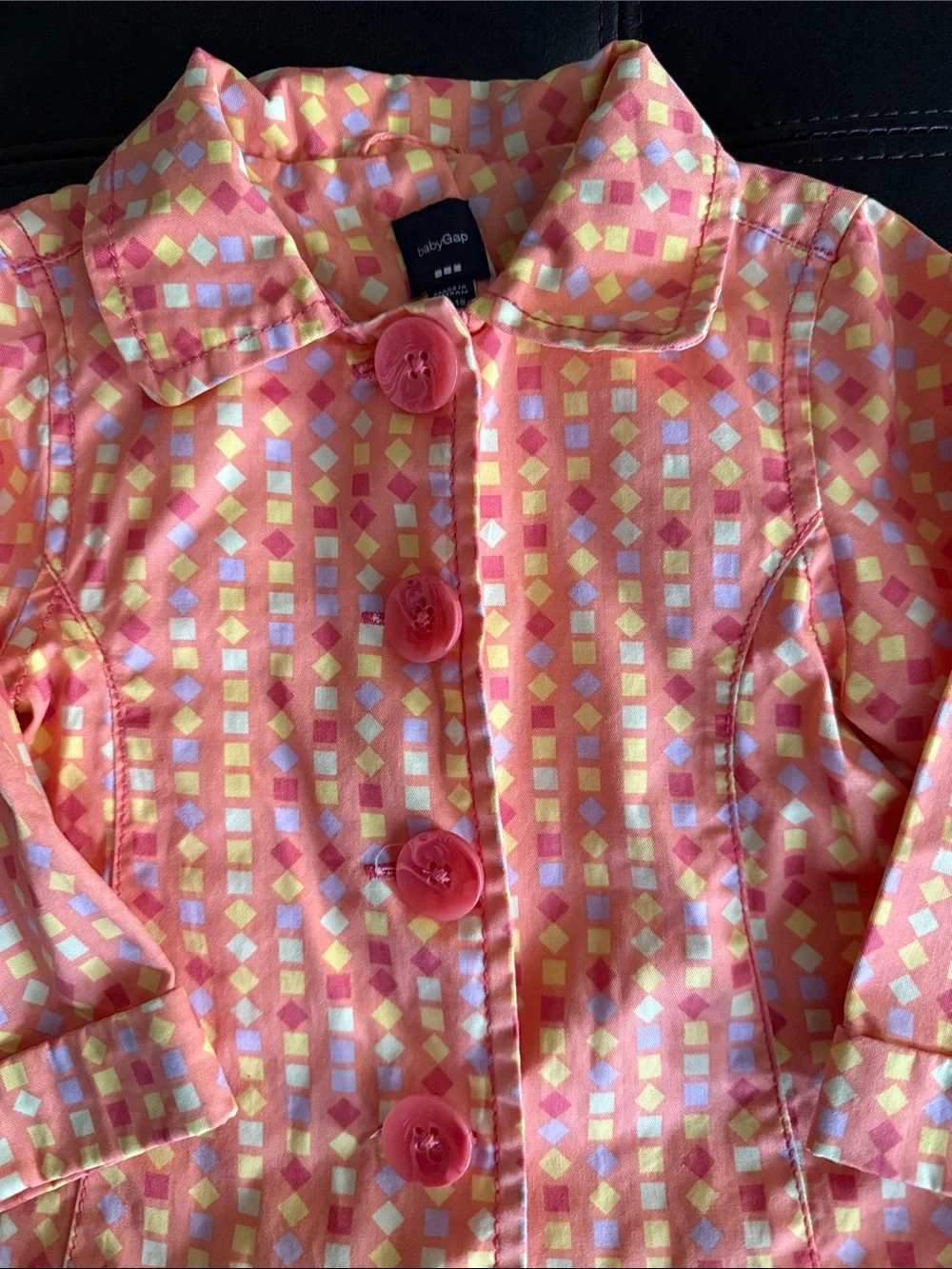 GAP Girls Peach-Pink & Yellow Geometric Button-Up Jacket
